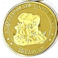 BRADOC Zâna Măseluță monedă metalică placată cu aur pentru sub pernă 4 cm COMOARĂ