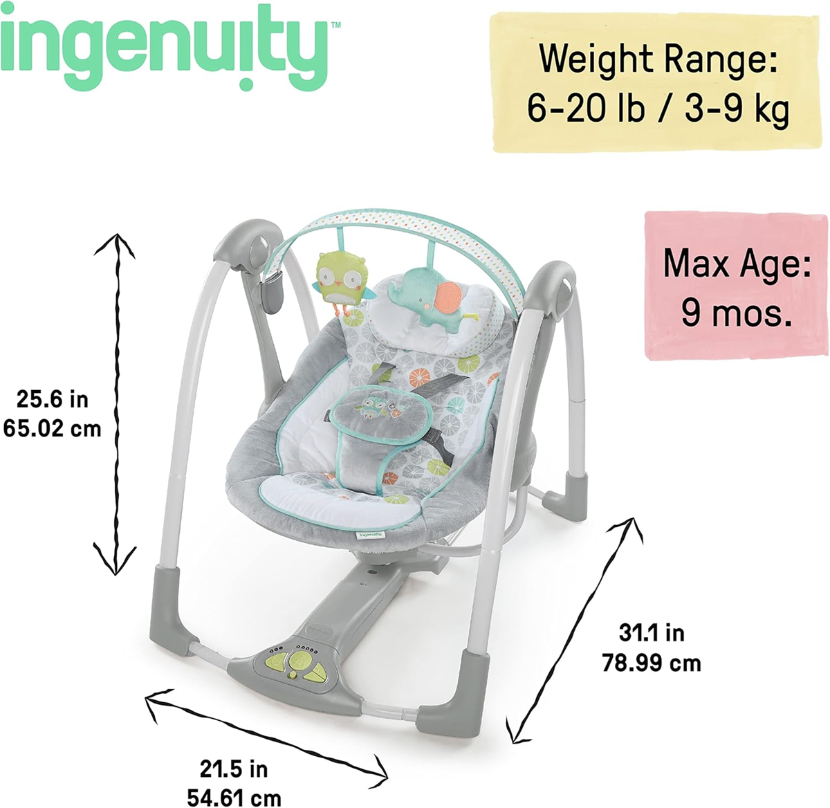 INGENUITY SWING'N GO schommelwip geluid + beweging
