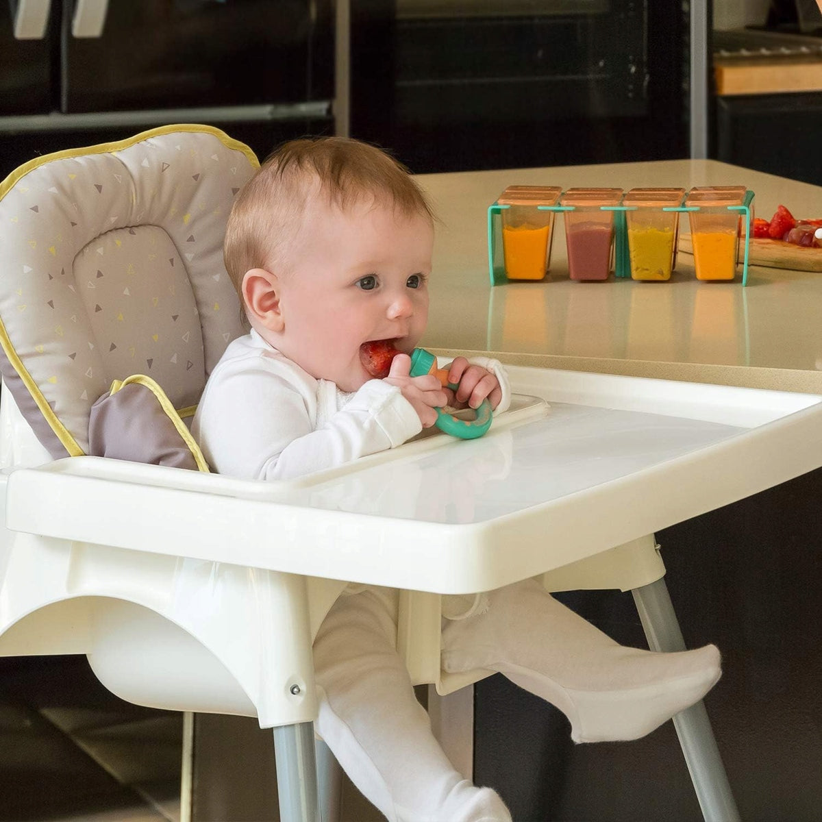 CLEVAMAMA Clevafeed bijtring fruitfeeder voor baby's 6 m+ 1 speen