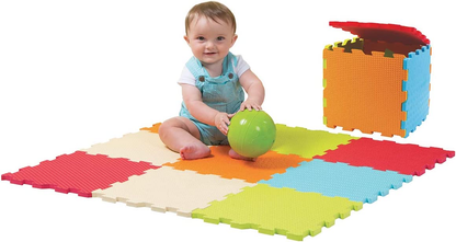 LUDI mata składana puzzle SENSORYCZNE 90x90, kolorowa piankowa mata edukacyjna z dzieckiem
