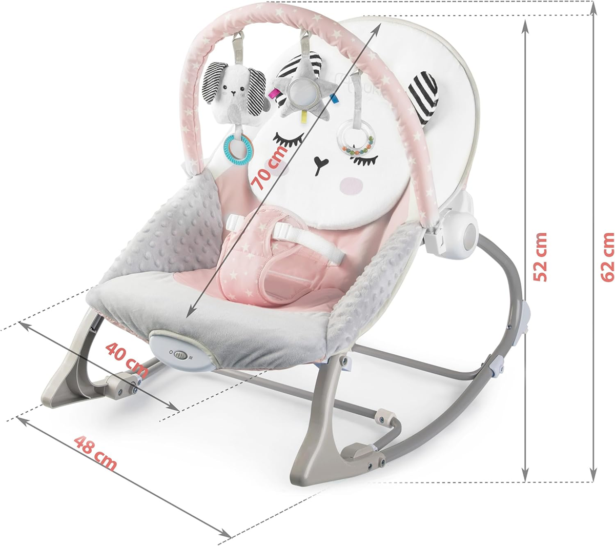 NUKIDO Schommelstoel met vibraties tot 18 kg + boog met speelgoed