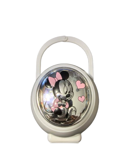 VALENTI DISNEY Minnie θήκη για πιπίλα + αλυσίδα επίστρωση PVD (ασήμι)