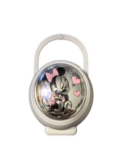 VALENTI DISNEY Minnie θήκη για πιπίλα + αλυσίδα επίστρωση PVD (ασήμι)