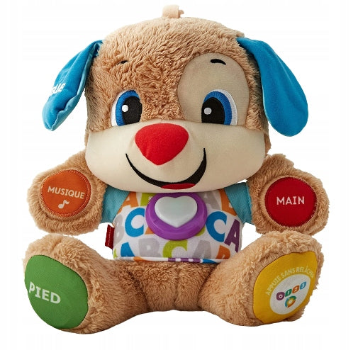 FISHER-PRICE FPM44 szczeniaczek uczniaczek język francuski, interaktywna pluszowa zabawka edukacyjna dla dzieci 6 m+