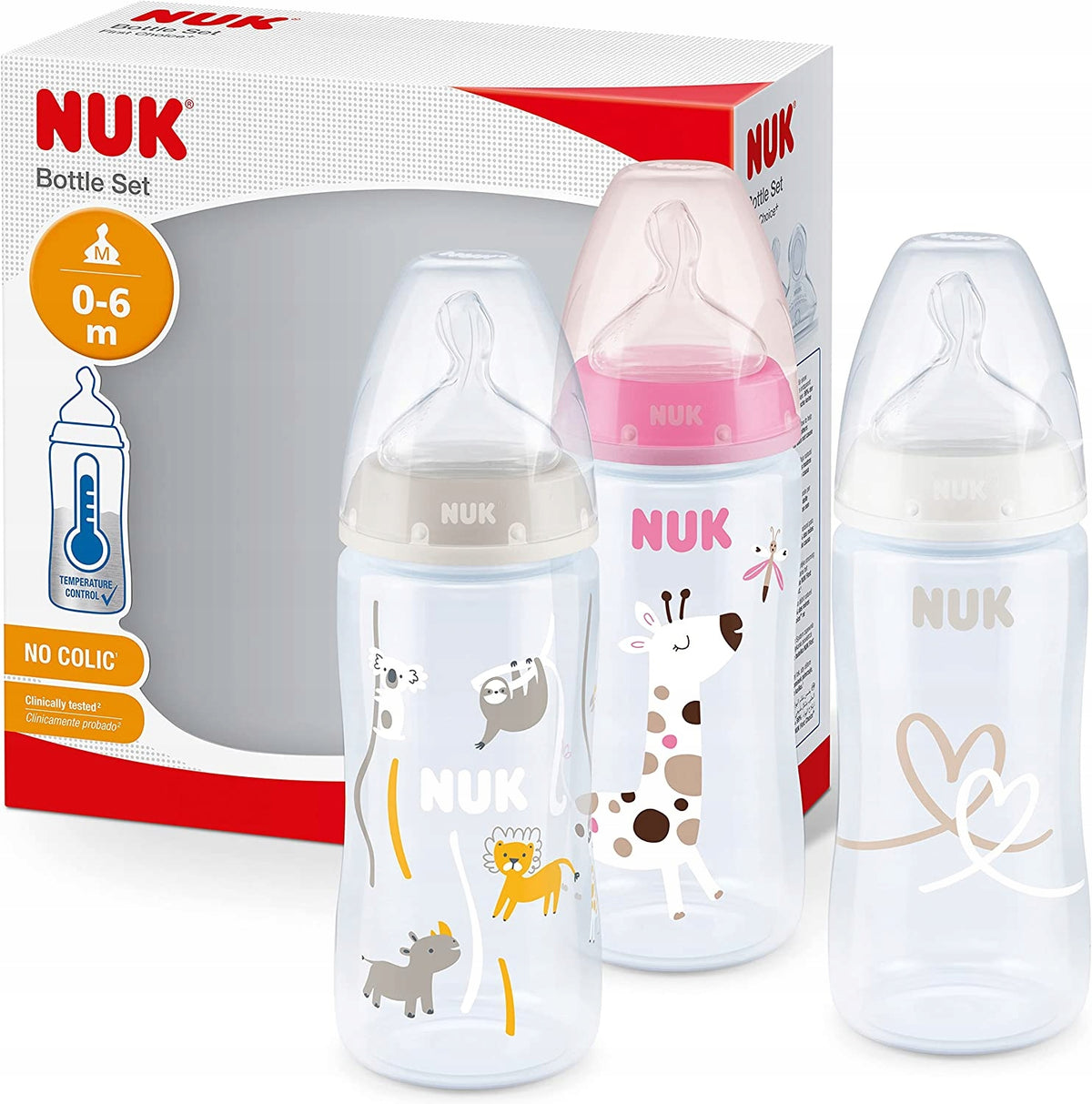NUK No Colic set de biberones 3x 300 ml 0-6