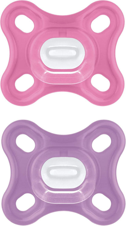 MAM Comfort silikonové dudlíky 0–3 měs. růžové, 2 ks