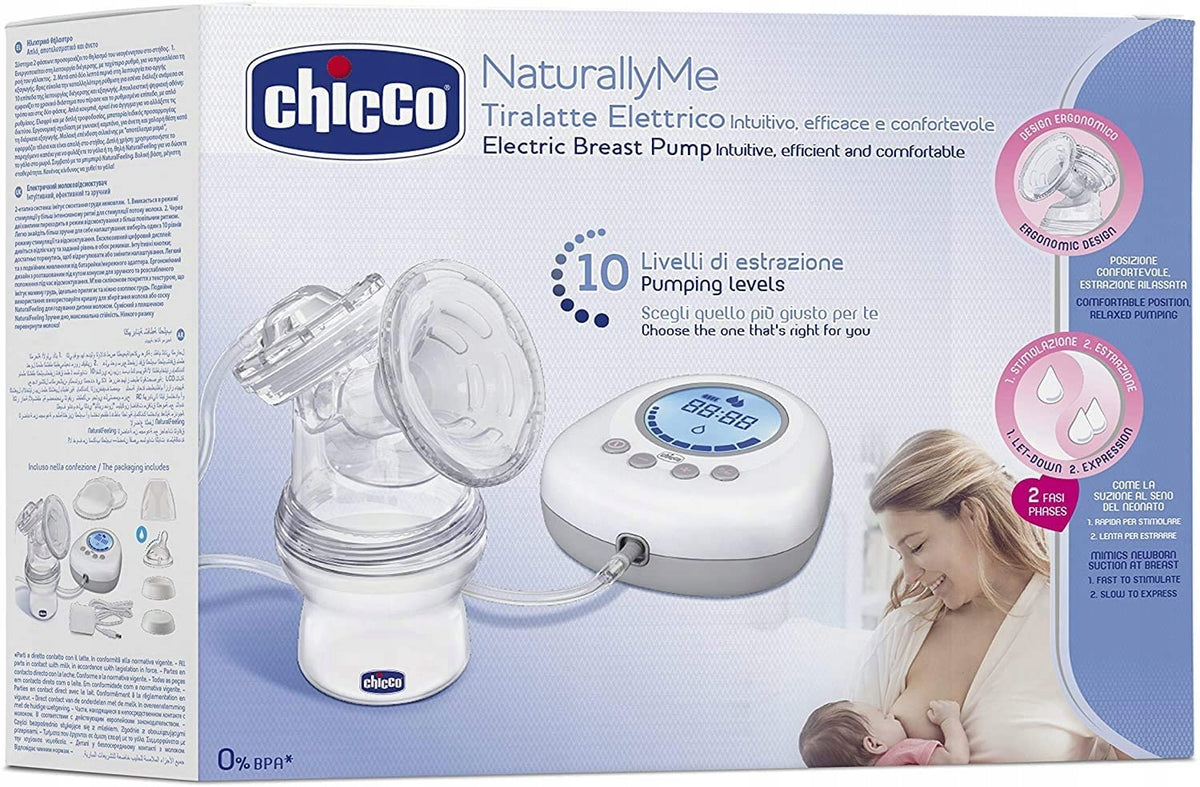 CHICCO NaturallyMe LAKTATOR elektryczny, dwufazowy laktator z 10 poziomami odciągania, BPA-free