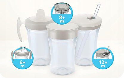 NUK Trainer Cup KUBEK NIEKAPEK ośmiornica 6 m+ 230 ml, różowy kubek treningowy 230 ml z ustnikiem i uchwytami