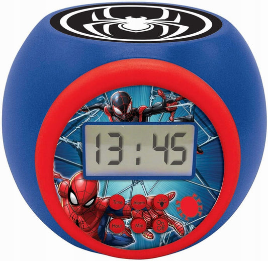 LEXIBOOK Spiderman projektor 3 kolory oraz budzik z wyświetlaczem LCD, niebiesko-czerwony