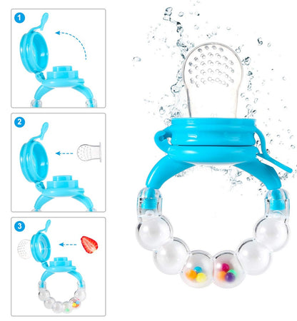 KOSHINE fruitenspen 2 stuks 5 spenen + lepel 125 ml en ketting