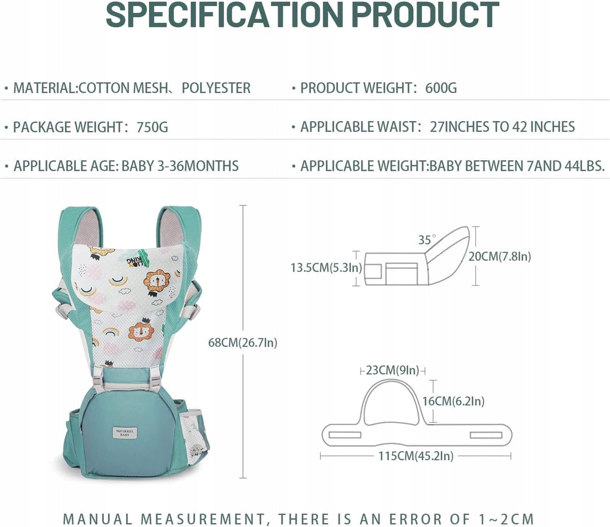 NUKIED ergonomische draagzak met heupband 6-in-1