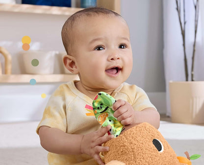 FISHER-PRICE plyšová senzorická kapybara s kousátkem a chrastítkem 23,5 cm