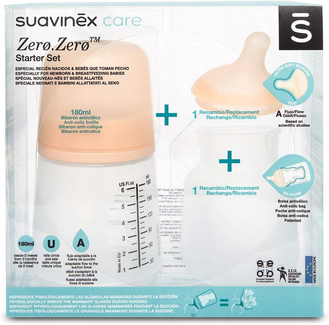 SUAVINEX Starterset ZERO ZERO 180ml (A) Débit réglable 0m+