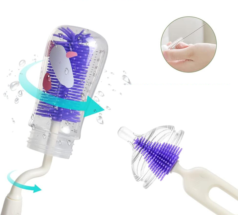 VICLOON 3in1 Silikonbürsten für die Reinigung von Flaschen, Schnullern und Strohhalmen, 32 cm
