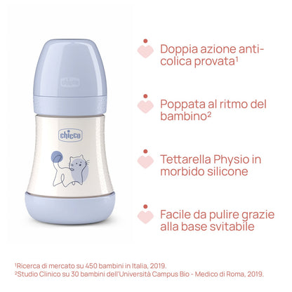 Chicco Perfect5 Bottle, 150 ml, Slow Flow, Blue, 0m