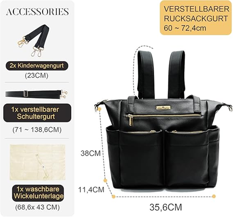MISS FONG rugzak voor kinderwagen met accessoires 4-in-1