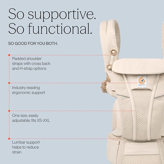 ERGOBABY OMNI BREEZE nosidełko ergonomiczne, oddychające, regulowane, z podporą lędźwiową i 4 pozycjami noszenia