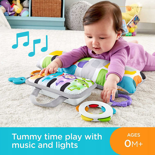 FISHER-PRICE poduszka do zabawy na brzuszku PIANO, mata muzyczna dla niemowląt 0m+, z pianinkiem i światłami