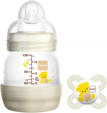 MAM Easy Start butelka antykolkowa 130ml + smoczek antykolkowa butelka dla niemowląt 0 msc+, BPA free
