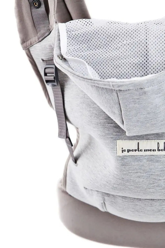 LOVE RADIUS nosidełko ergonomiczne z kapturem HOODIE CARRIER szare, stylowe nosidło dla dziecka
