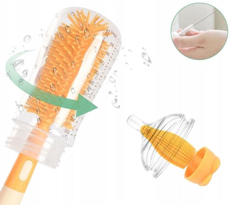 VICLOON 3-in-1 siliconen borstels voor het reinigen van flessen, fopspenen en rietjes 28cm
