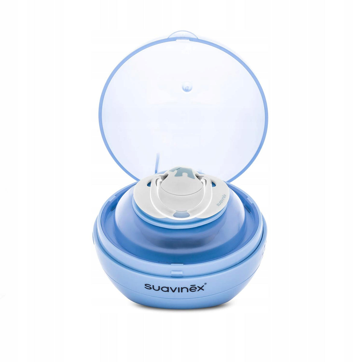 SUAVINEX Duccio STERYLIZATOR smoczków UV 9 cm, niebieski sterylizator smoczka z lampą UV