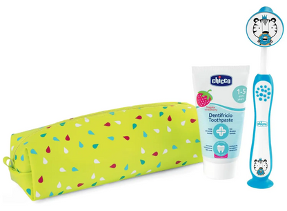 CHICCO Primi Dentini Set set: toothbrush, toothpaste, case