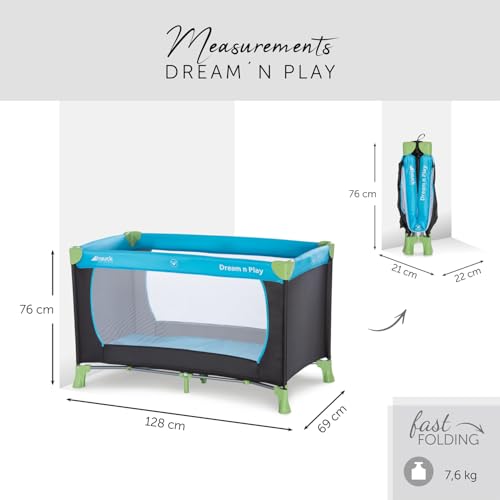 Hauck Dream N Play travel cot Waterblue 120 x 60 cm