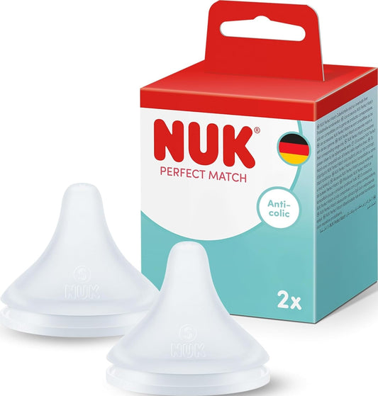 NUK Perfect Match smoczek M średni przepływ 3 m+ x2, antykolkowy zestaw 2 szt. do karmienia dziecka