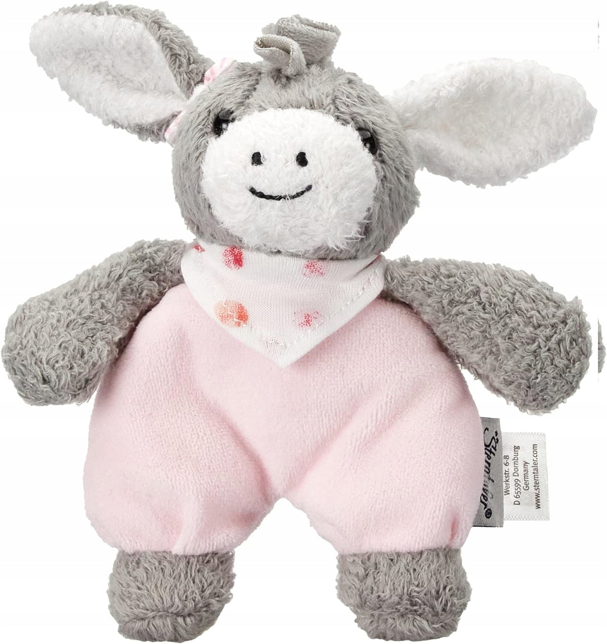 STERNTALER Osiołek Emmi przytulanka z grzechotką 17 cm "N, szaro-różowy osiołek dla niemowląt