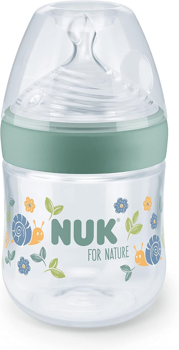 NUK For Nature fľaša 150 ml 1 m+ s cumlíkom S, pomalý prietok, kontrola teploty