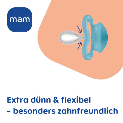 MAM Supreme sucettes physiologiques en silicone x2 0–6 mois