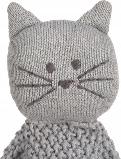 LASSIG Little Chums pletená přikrývka plyšová kočka 26 cm