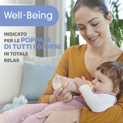 CHICCO butelka Well Being 4m+ 330ml antykolkowa do codziennego karmienia niemowląt, BPA free