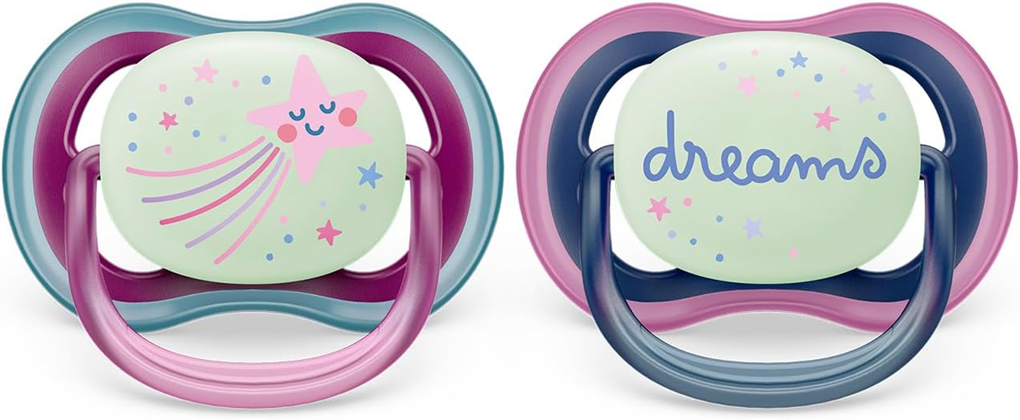 PHILIPS AVENT Ultra Air Night speentjes x 2 6-18 maanden LICHTGEVEN IN HET DONKER