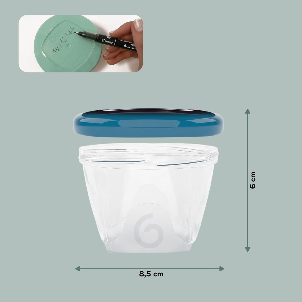 BABYMOOV Babybols pojemniki 6 x 180 ml, przezroczysty pojemnik z hermetycznym zamknięciem, 8,5 cm x 6 cm
