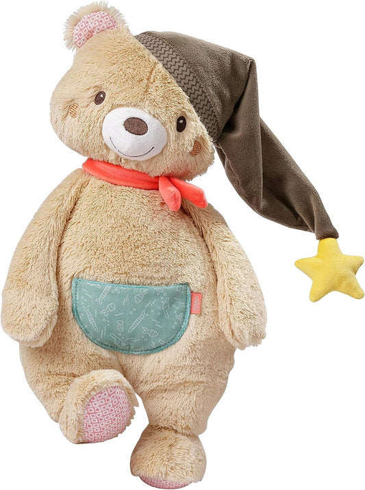 FEHN pluszowy miś Bruno XXL 44cm, beżowy miś z czapką i gwiazdką, idealny do przytulania