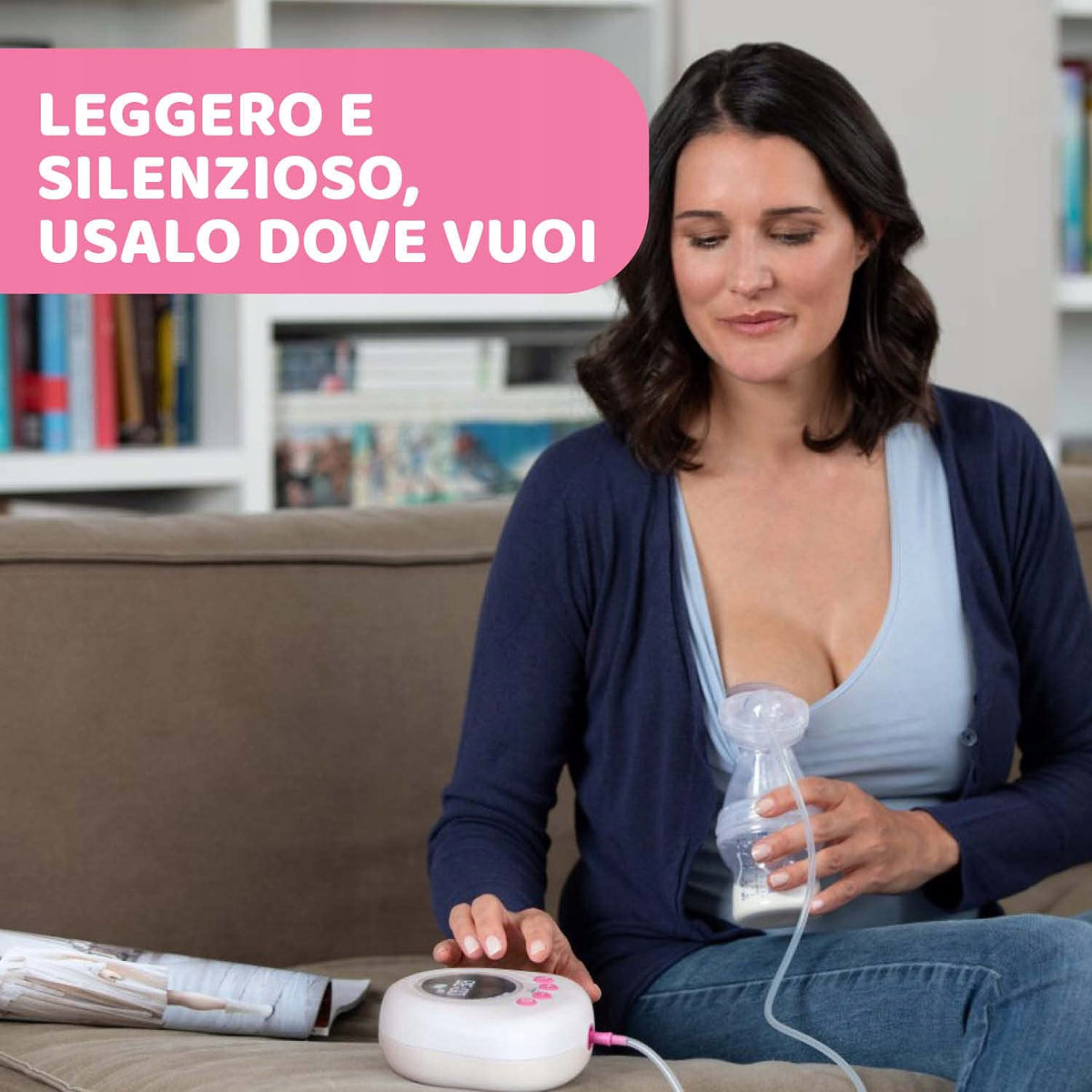 CHICCO Naturally laktator elektryczny różowy, lekki i cichy, do wygodnego odciągania mleka w domu i w podróży