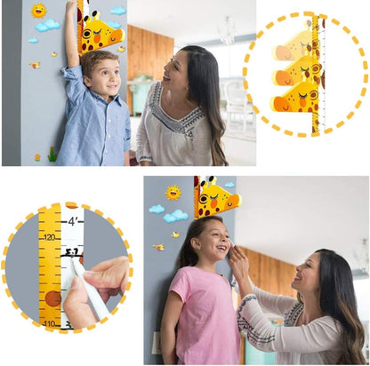 DUOUPA groeimeter met verschuifbaar hoofd GIRAFFE 180 cm + muurstickers