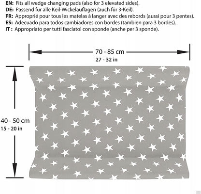 LILLY AND BEN 2x pokrowiec frotte na przewijak, szaro-biały, bawełna, 40-55 x 65-80 cm, nowe