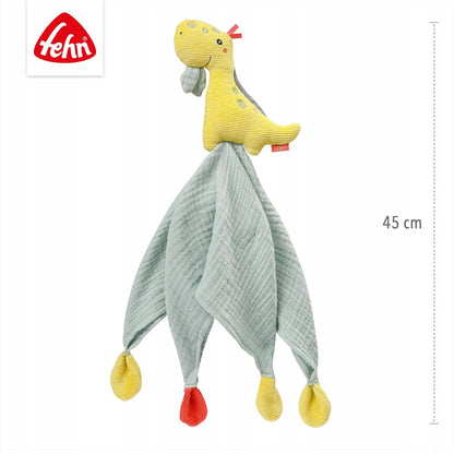 FEHN Happy Dino kocyk do przytulania, wielokolorowa przytulanka 45 cm dla dzieci 0+
