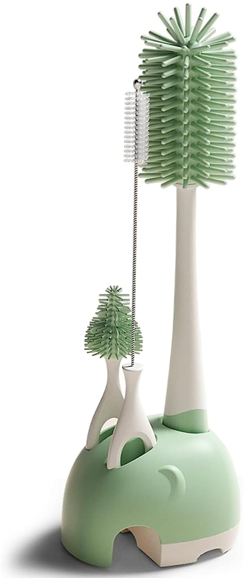 BEBAMOUR 3-in-1 siliconen borstels voor het reinigen van flessen, fopspenen en rietjes 32cm