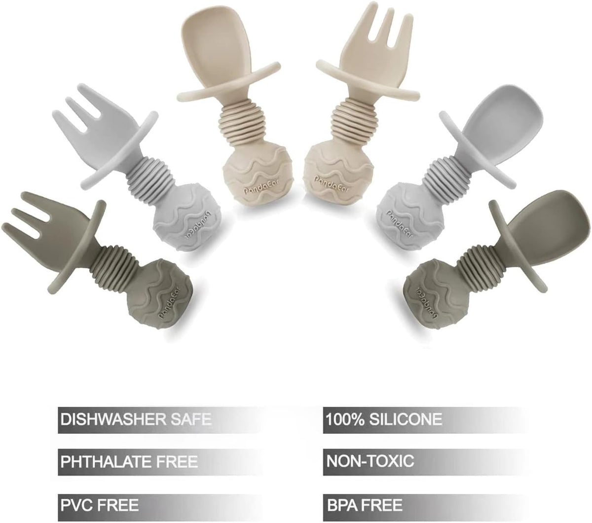 PANDAEAR set di posate in silicone 4 mesi+ x6