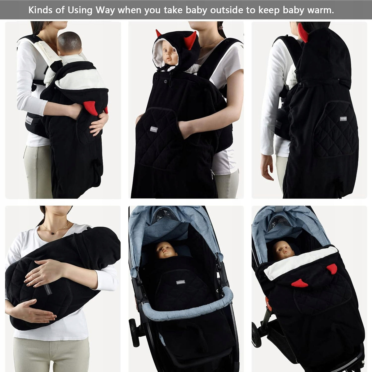 BEBAMOUR housse universelle en polaire pour porte-bébé, poussette, siège auto DIABEŁEK