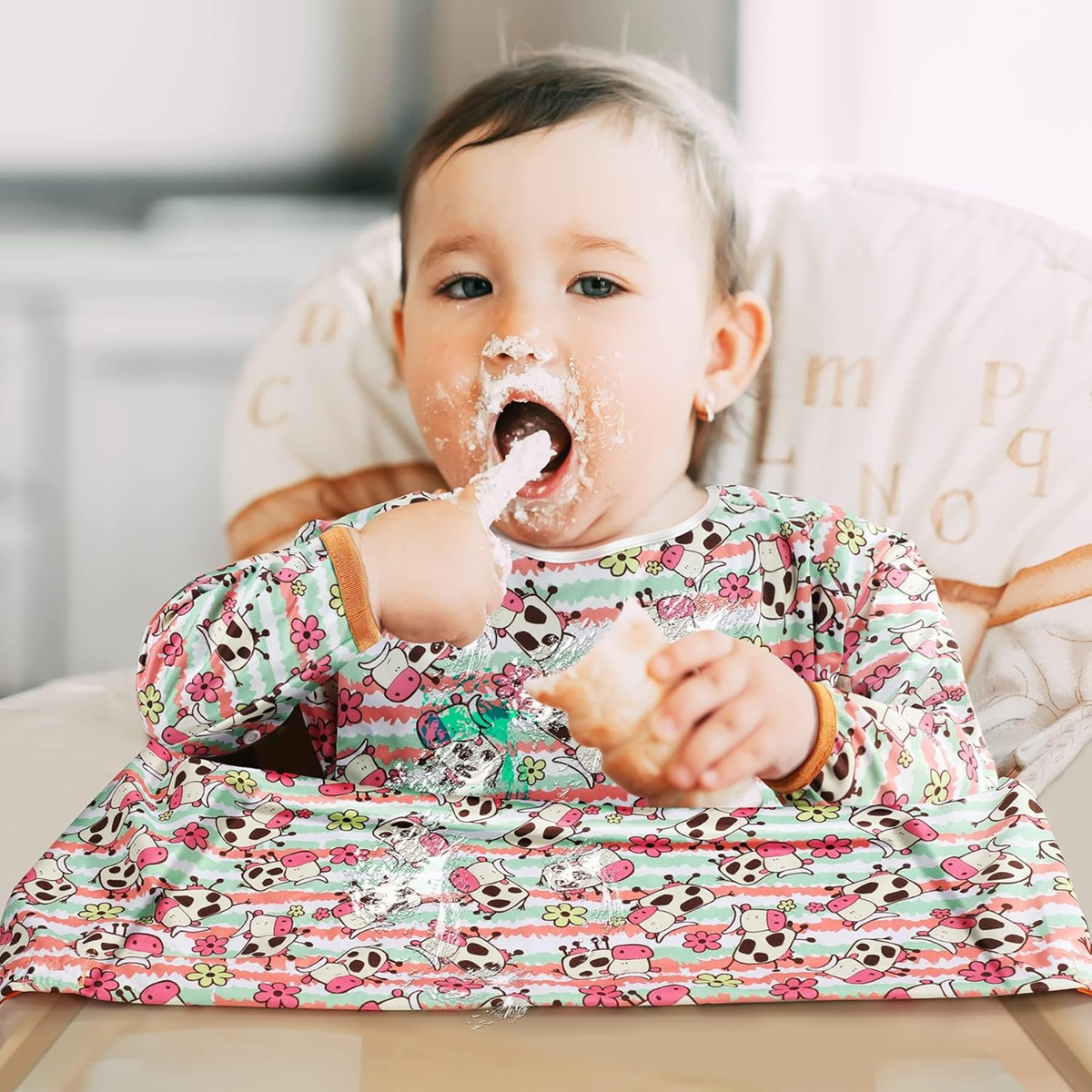 LENBEST Baby Slabbetjes waterdichte slab met mouwen 6 m+