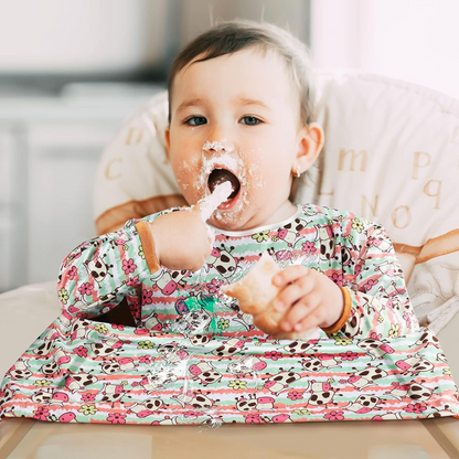 LENBEST Bavaglini per bambini bavaglino impermeabile con maniche 6 mesi+