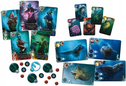ABYSS Leviathan rozszerzenie J.FRANCUSKI. francuska gra planszowa z kartami i żetonami, wiek 14+
