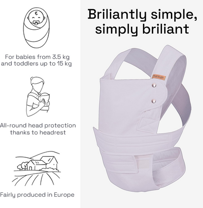 MARSUPI 2.0 nosidełko ergonomiczne S/M 3,5 - 15 kg, miękkie nosidło z podparciem główki dla niemowląt