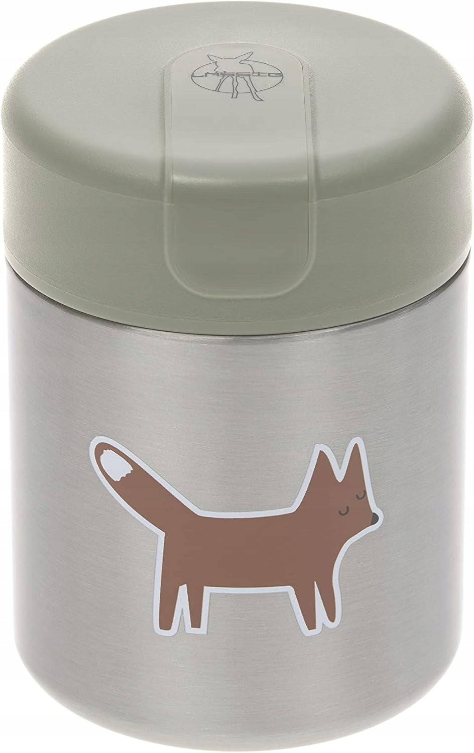 LASSIG Food Jar TERMOS OBIADOWY stal nierdzewna 315 ml zielony z motywem lisa, lekki termos obiadowy