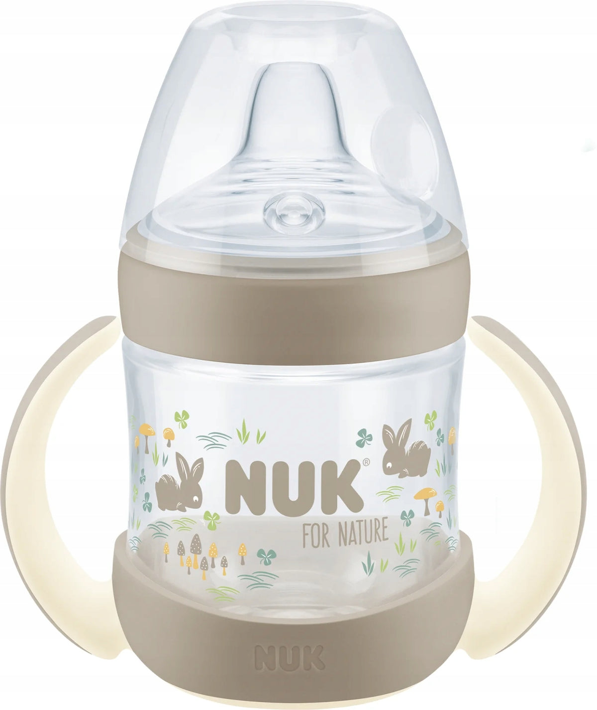 NUK for Nature KUBEK NIEKAPEK 160 ml ze wskaźnikiem temperatury, beżowy kubek z uchwytami